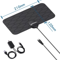 ANTENA DIGITAL INTERNA SLIM 30DBI AMPLIFICADA AN-2112C05 EXBOM    