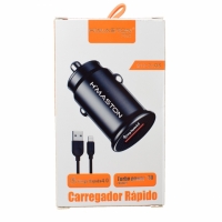 CARREGADOR VEICULAR USB 20W LIGHTNING 5V/9V/12V S19-2 H-MASTON    