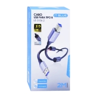 CABO USB A MACHO + B MACHO 3.0 IMPRESSORA 2 MTS LE-3106 IT-BLUE   