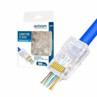 CONECTOR RJ45 8P8C VAZADO CONT-RJ45C100 EXBOM (100 PCS)           