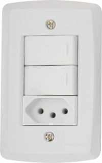 INTERRUPTOR DUPLO+TOMADA 2P+T 10A/250V (TRAMONTINA)               