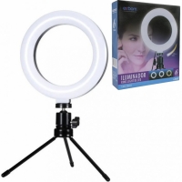 ILUMINADOR RING LIGHT LED 6 POL. 3200K A 5600K 48 LEDS EXBOM      