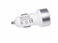 CARREGADOR VEICULAR USB 5V 2 SAIDAS 2.1A/1A CROMADO               