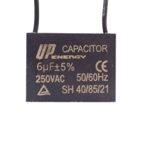 CAPACITOR DE PARTIDA P/ MOTOR 6UF 250VAC CBBB61 2 FIOS C/ ABA     