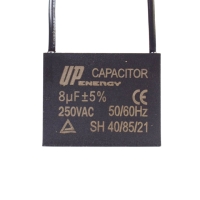 CAPACITOR DE PARTIDA P/ MOTOR 8UF 250VAC CBBB61 2 FIOS C/ ABA     