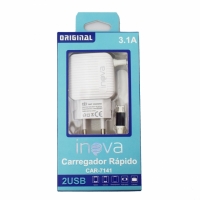 CARREGADOR USB RAPIDO DUPLO 3.1A MICRO USB/V8 CAR-7141 INOVA      