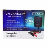 CARREGADOR BATERIA UNICHARGER 6V 0.5A INMETRO UNIPOWER            