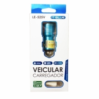 CARREGADOR VEICULAR RAPIDO DUPLO 3.4A + CABO MICRO USB LE-525V    