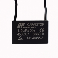 CAPACITOR DE PARTIDA P/ MOTOR 1,5UF 450VAC CBBB61 2 FIOS C/ ABA   