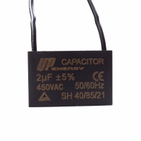 CAPACITOR DE PARTIDA P/ MOTOR 2UF 450VAC CBBB61 2 FIOS C/ ABA     