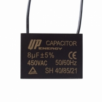 CAPACITOR DE PARTIDA P/ MOTOR 8UF 450VAC CBBB61 2 FIOS C/ ABA     